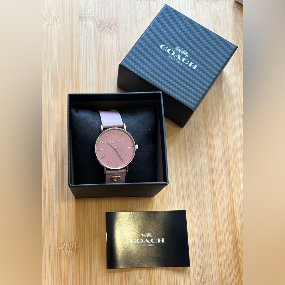 Coach Perry Watch With 36mm Purple Pink Tone Face & Leather Band - Picture 6 of 6